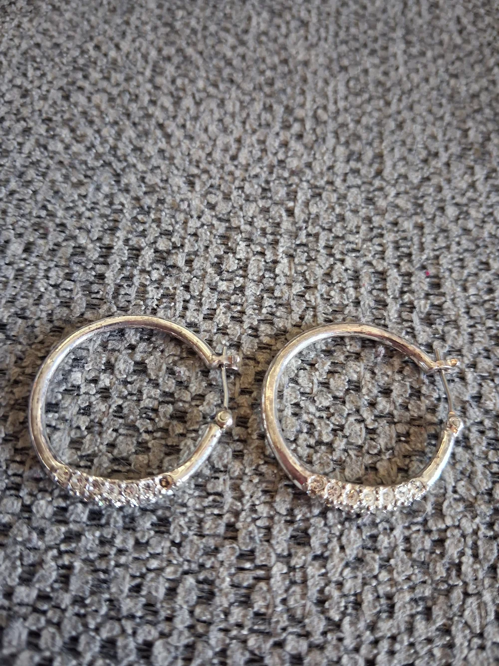 Silver Hoop Earrings with Pave Crystals - Elegant Women Jewelry